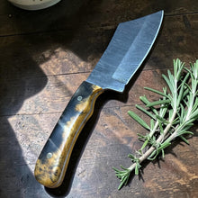 Load image into Gallery viewer, Damascus Steel Buckeye Burl Mini Cleaver

